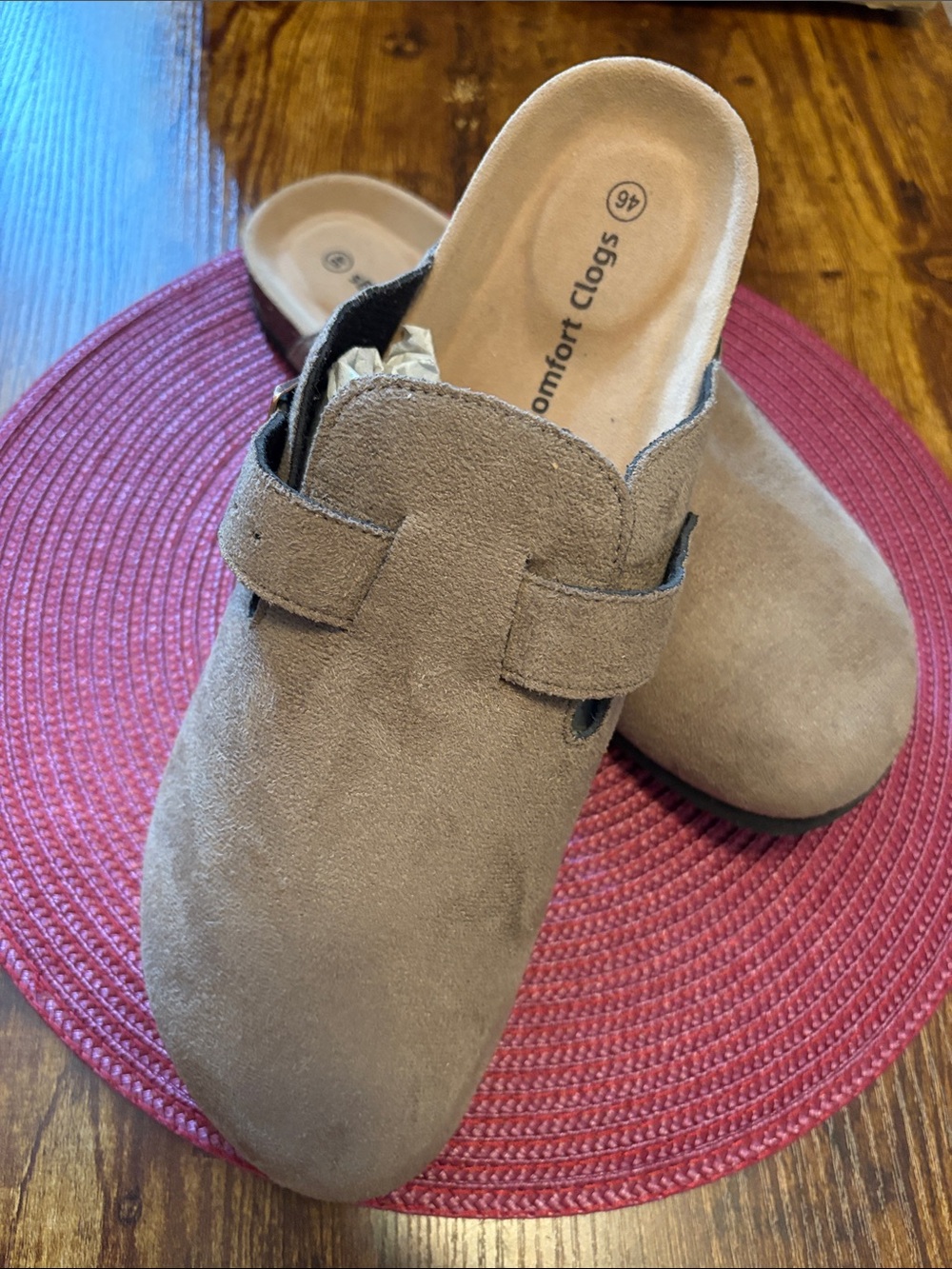 Uni Sex Suede Comfort Slip-On Clog with a Cork Footbed MOCHA  Size 46